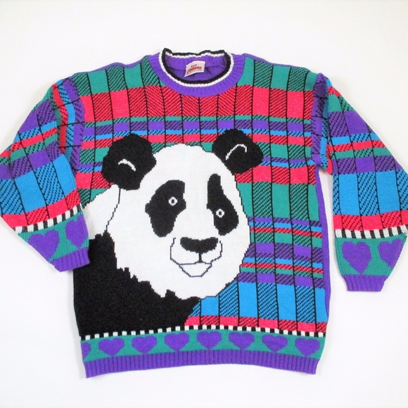 Vintage Sweaters - Vintage L XL  Panda Fairy Kei Sweater Kawaii